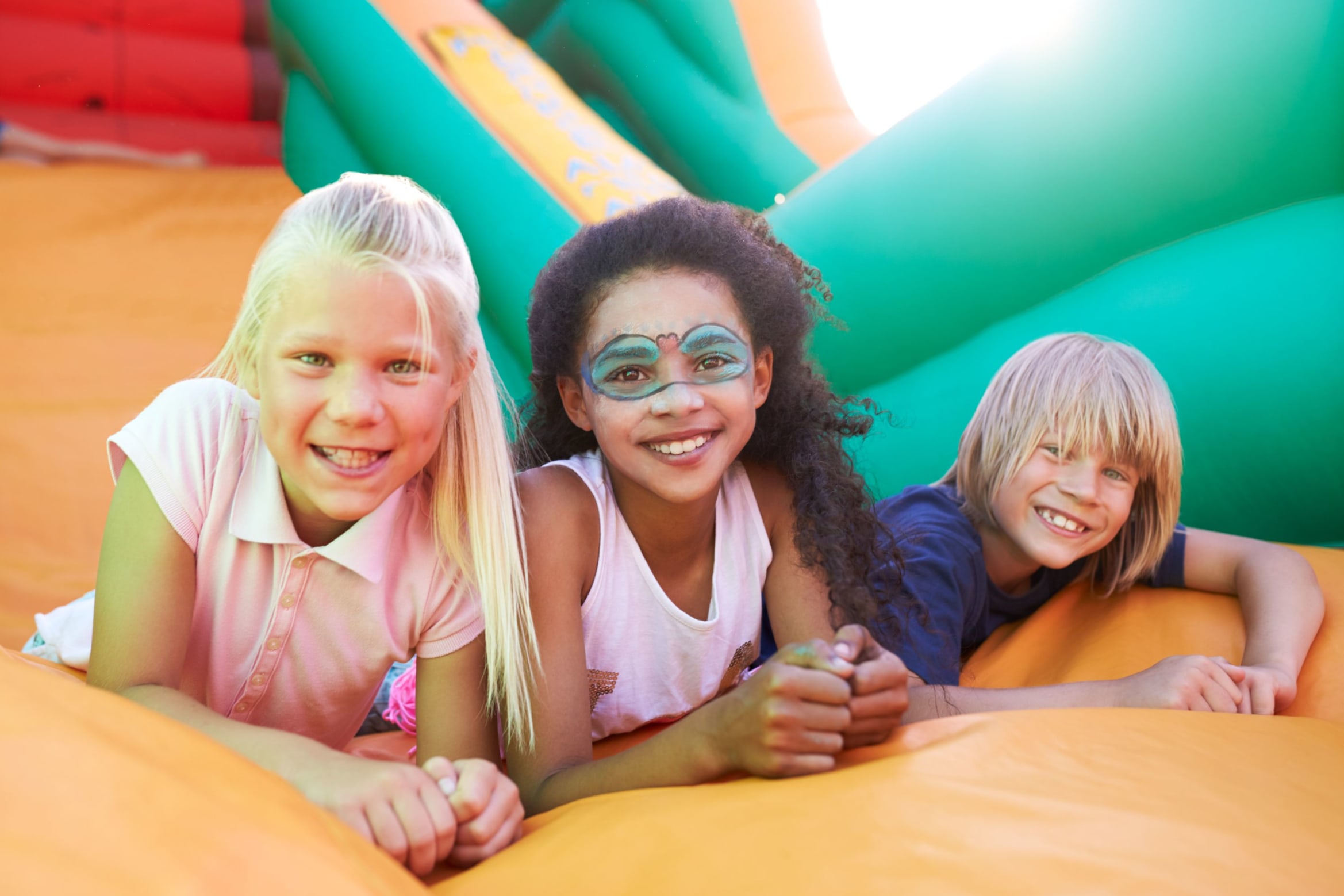 children on a bouncy castle