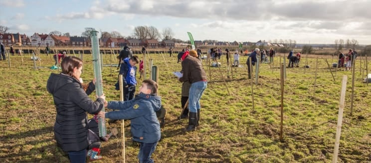 Children planting trees in the Forest of Marston Vale